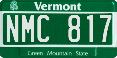 VT license plate NMC817