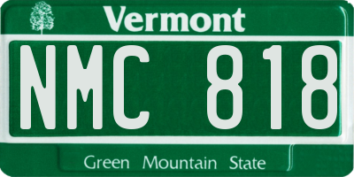 VT license plate NMC818