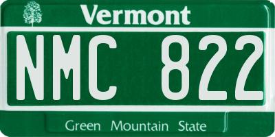 VT license plate NMC822