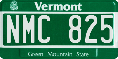 VT license plate NMC825