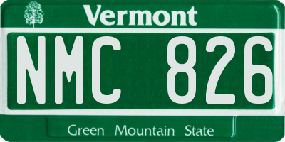 VT license plate NMC826
