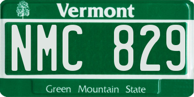 VT license plate NMC829