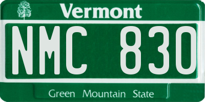 VT license plate NMC830