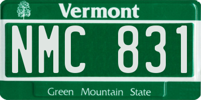 VT license plate NMC831