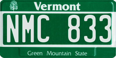 VT license plate NMC833