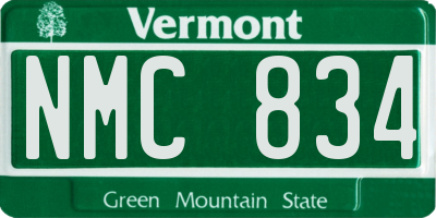 VT license plate NMC834