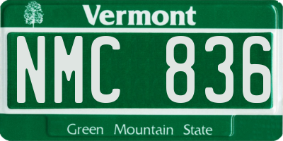 VT license plate NMC836