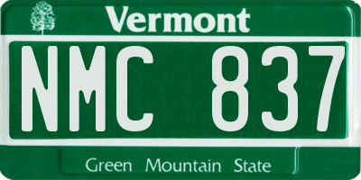 VT license plate NMC837