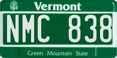 VT license plate NMC838