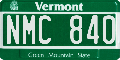 VT license plate NMC840