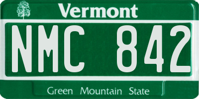 VT license plate NMC842