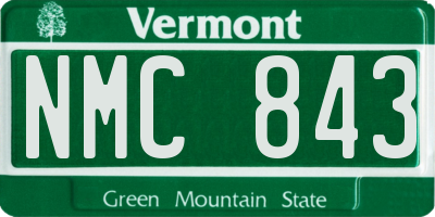 VT license plate NMC843