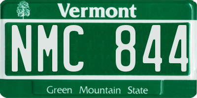 VT license plate NMC844