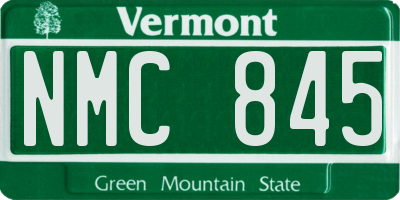 VT license plate NMC845