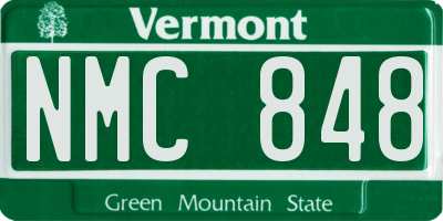 VT license plate NMC848