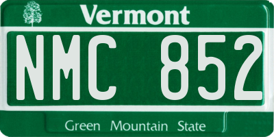 VT license plate NMC852