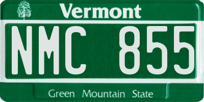 VT license plate NMC855