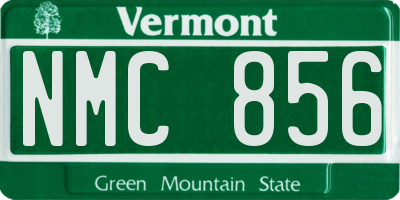 VT license plate NMC856