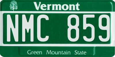 VT license plate NMC859