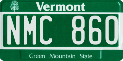VT license plate NMC860