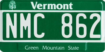 VT license plate NMC862