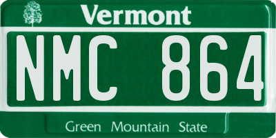 VT license plate NMC864