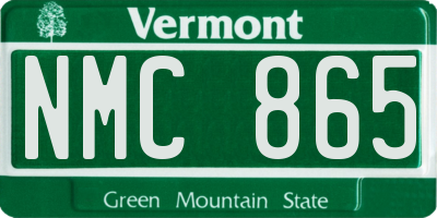 VT license plate NMC865
