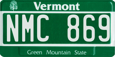 VT license plate NMC869