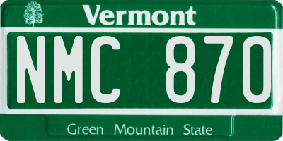 VT license plate NMC870