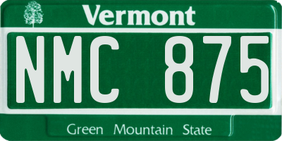 VT license plate NMC875