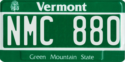 VT license plate NMC880