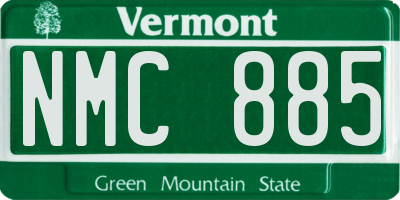 VT license plate NMC885