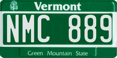 VT license plate NMC889