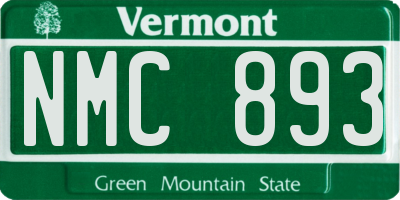VT license plate NMC893