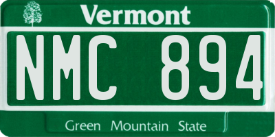 VT license plate NMC894