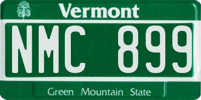 VT license plate NMC899