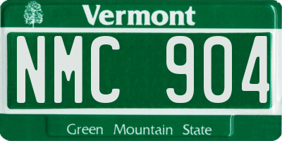 VT license plate NMC904
