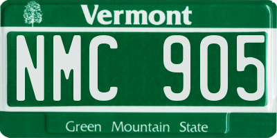 VT license plate NMC905