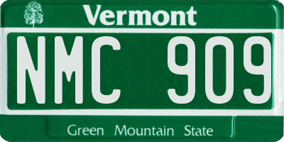 VT license plate NMC909