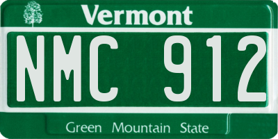 VT license plate NMC912