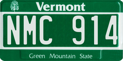 VT license plate NMC914
