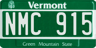 VT license plate NMC915