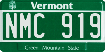 VT license plate NMC919