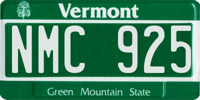 VT license plate NMC925