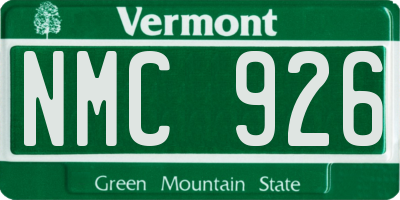 VT license plate NMC926
