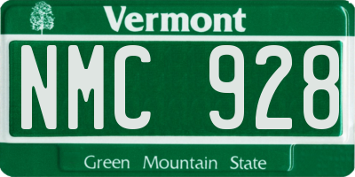 VT license plate NMC928