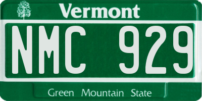 VT license plate NMC929