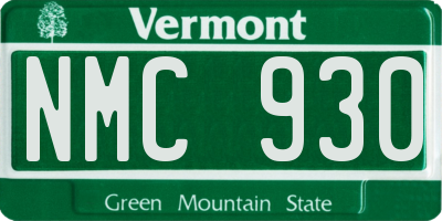 VT license plate NMC930