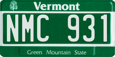 VT license plate NMC931