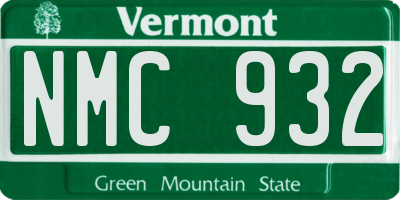 VT license plate NMC932